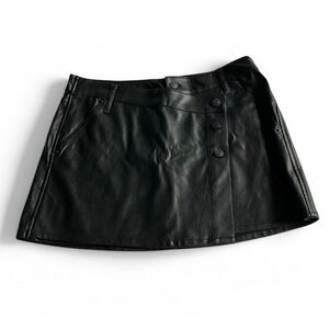 We The Free Black Leather Mini Skirt